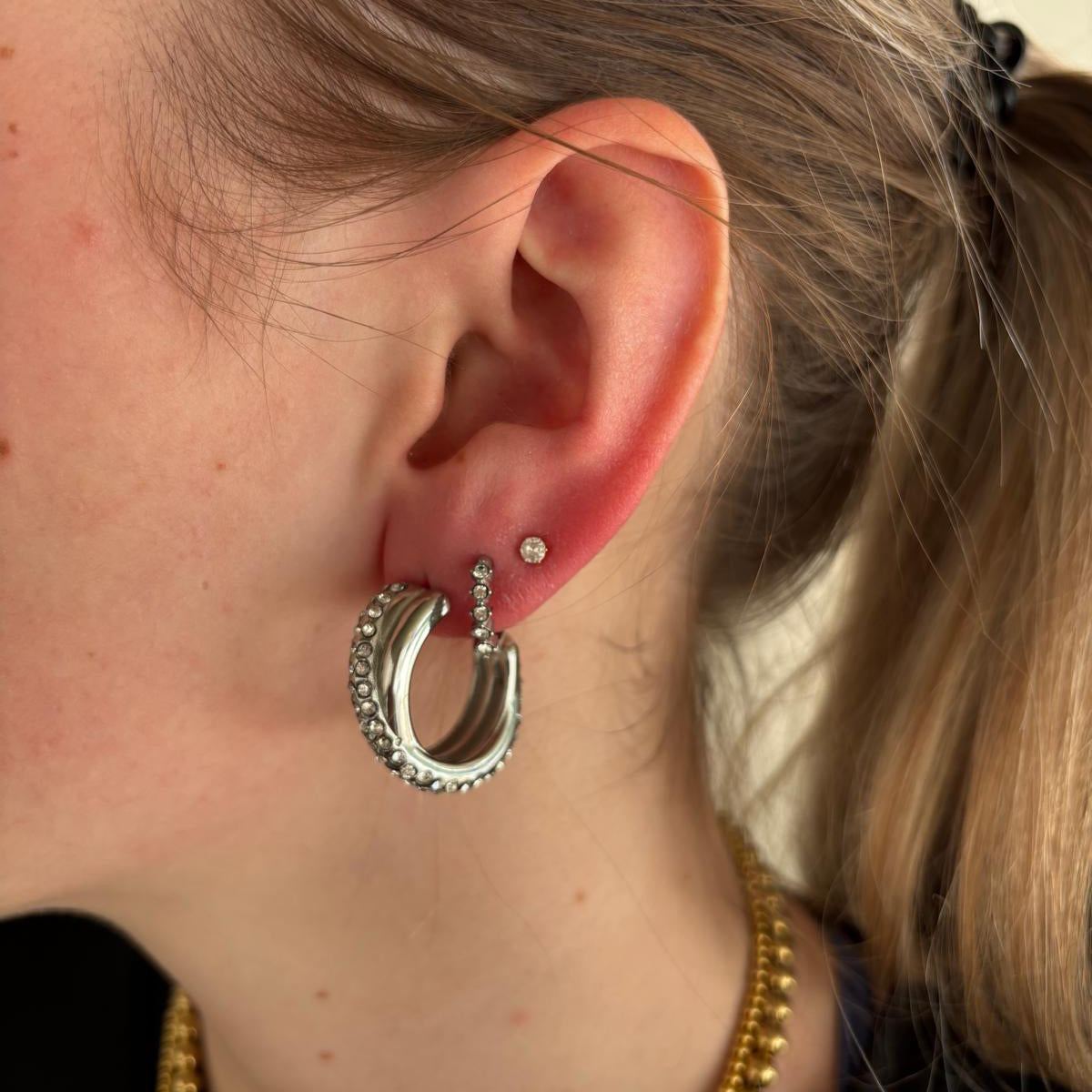 Silver Shine Hoops