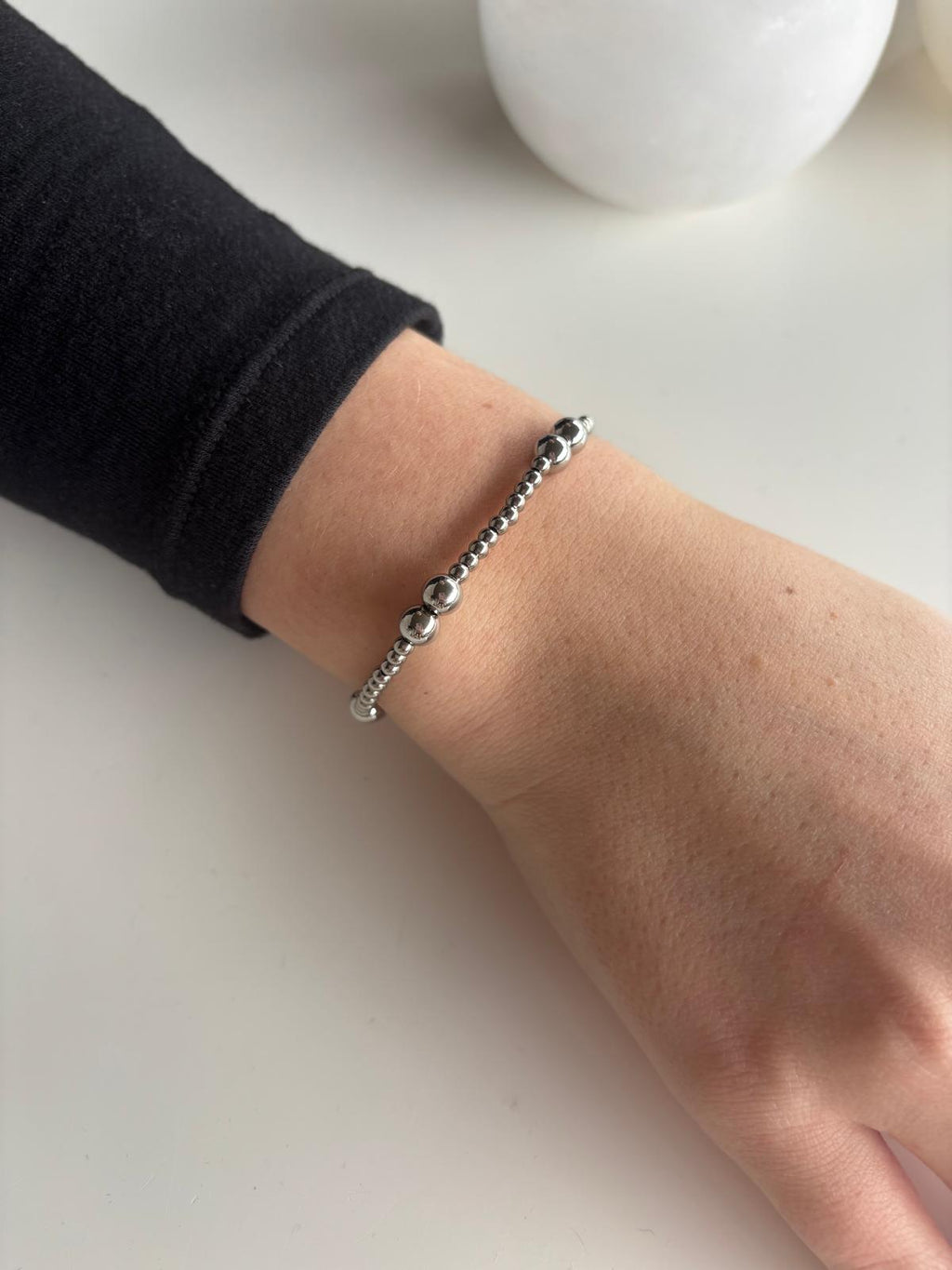 Dual Glow Beads Armband Zilver