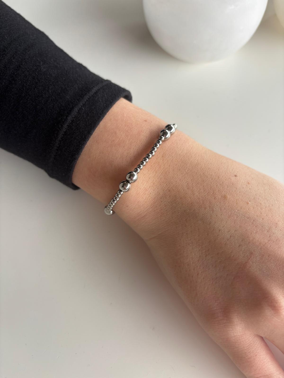 Dual Glow Beads Armband Zilver